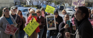 advocates holding signs