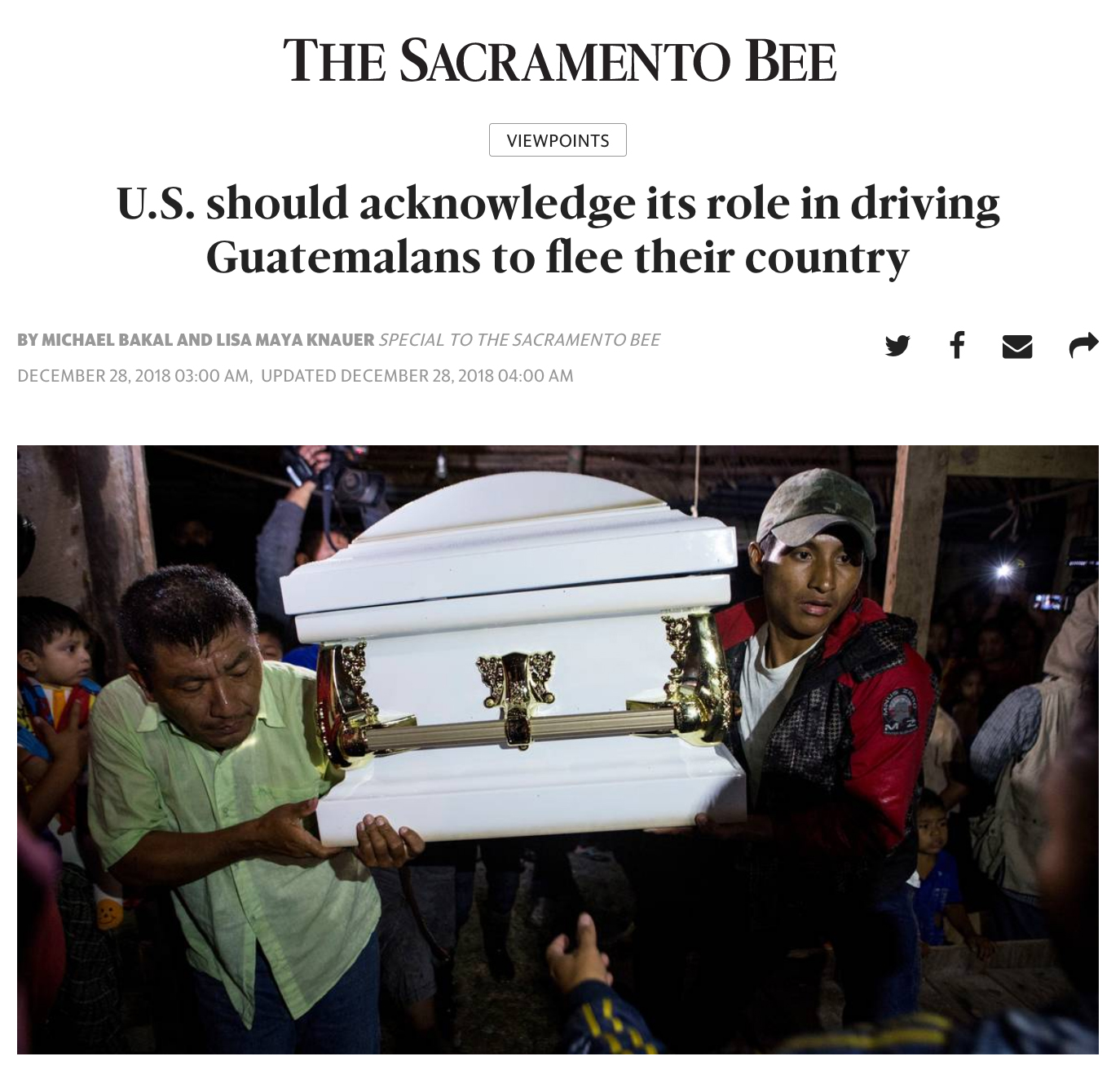 Screen grab of an op-ed by Michael Bakal and Lisa Maya Knauer, appearing in the Sacramento Bee