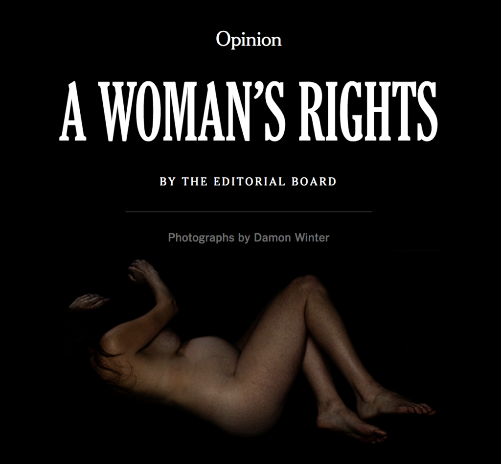 cover image from New York Times series showing a pregnant woman