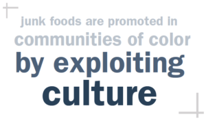 pull quote: junk foods are promoted in communities of color by exploiting culture
