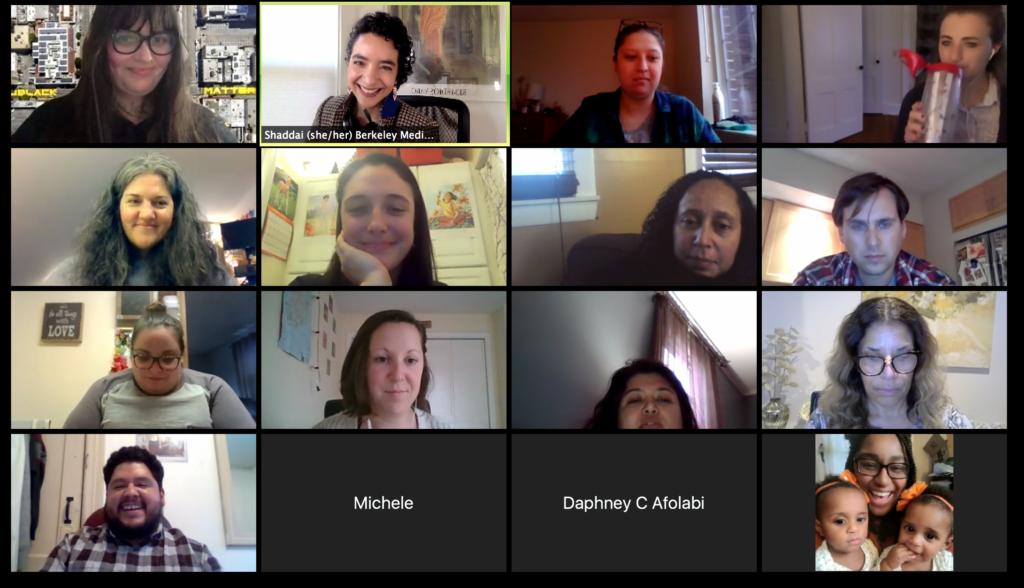 screen grab of training participants via zoom