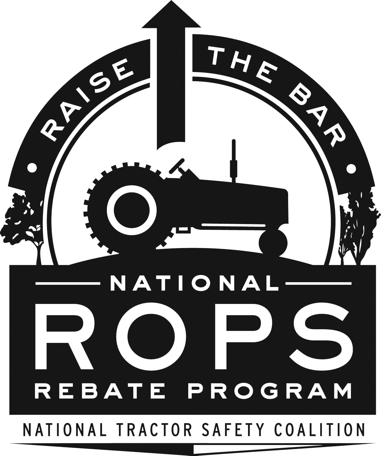silhouette of a tractor as part of the logo for the National ROPS Rebate Program logo